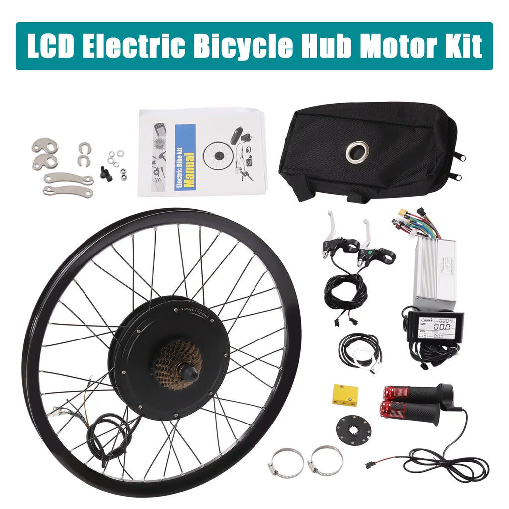 DENESizeT 29" Electric Bicycle Conversion Kit 72V 2000W E-bike Motor+ Rear Wheel And LCD