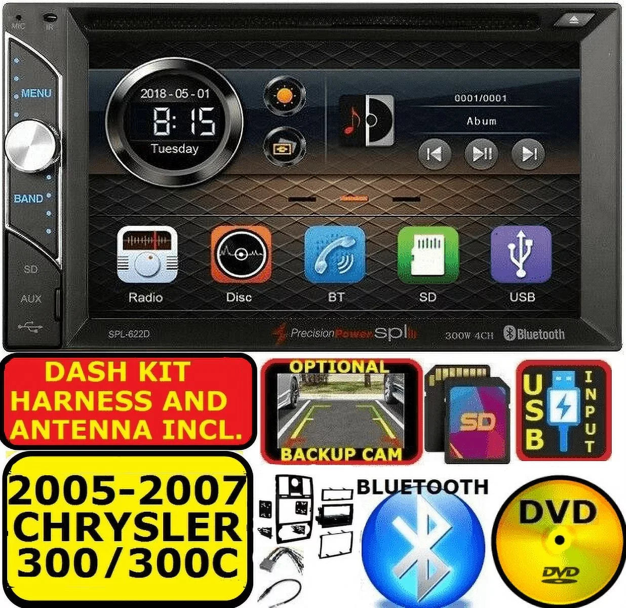 05 06 07 CHRYSizeLER 300 BLUETOOTH TOUCHSizeCREEN CD DVD USizeB AUX CAR RADIO SizeTEREO PKG