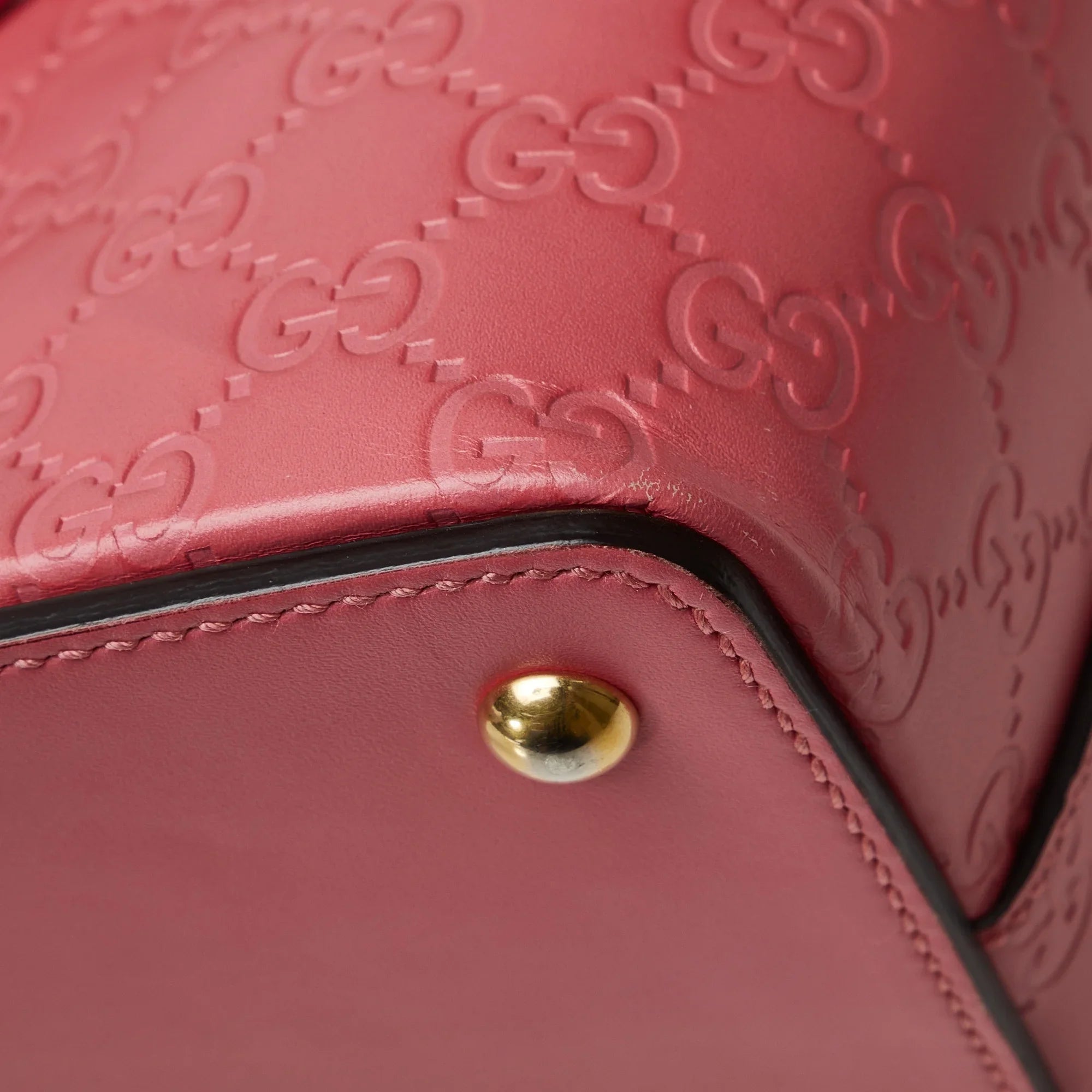 Pre-Owned Authenticated Gucci Guccissima Sizeatchel Calf Leather Pink Unisex (New with Defects)