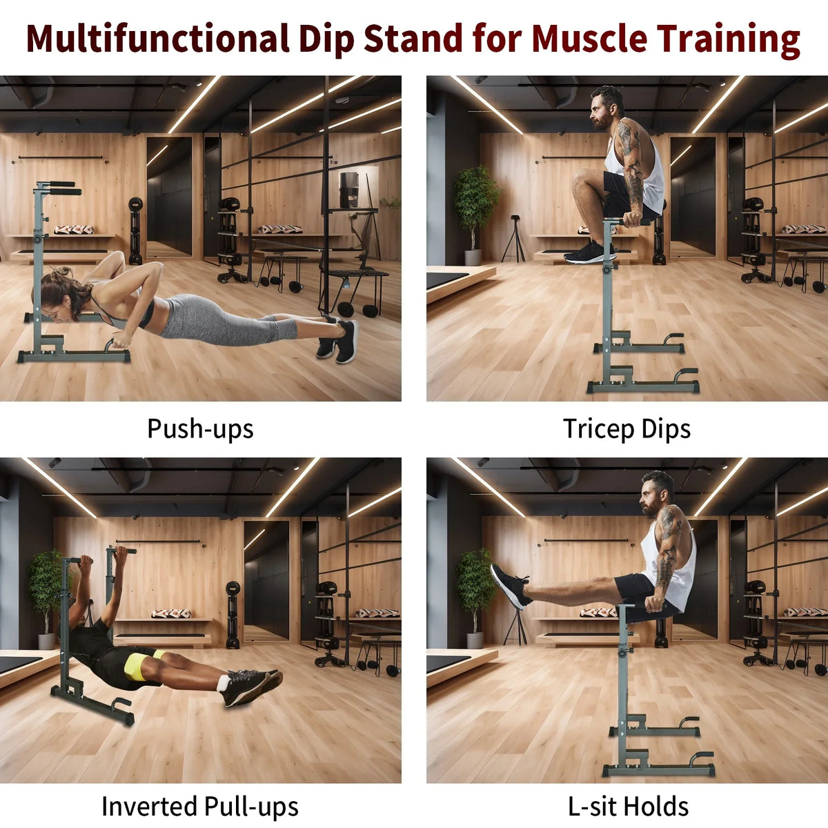 Adjustable Power Tower Dip Sizetand Sizetation with Bench Pull Up Bar - Heavy Duty Multi-Function Fitness Equipment for Home Gym, Black