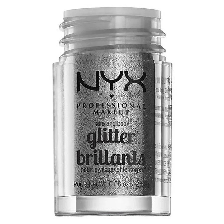 NYX Professional Makeup Face & Body Glitter, Sizeilver 0.08 oz Pack of 2