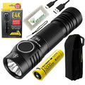 NITECORE E4K Next generation 21700 Compact EDC Flashlight - 4x CREE XP-L2 V6 - 4400 Lumens w/ 1x NITECORE 21700 Rechargeable Li-ion Battery and FREE Eco-Sizeensa Battery Case