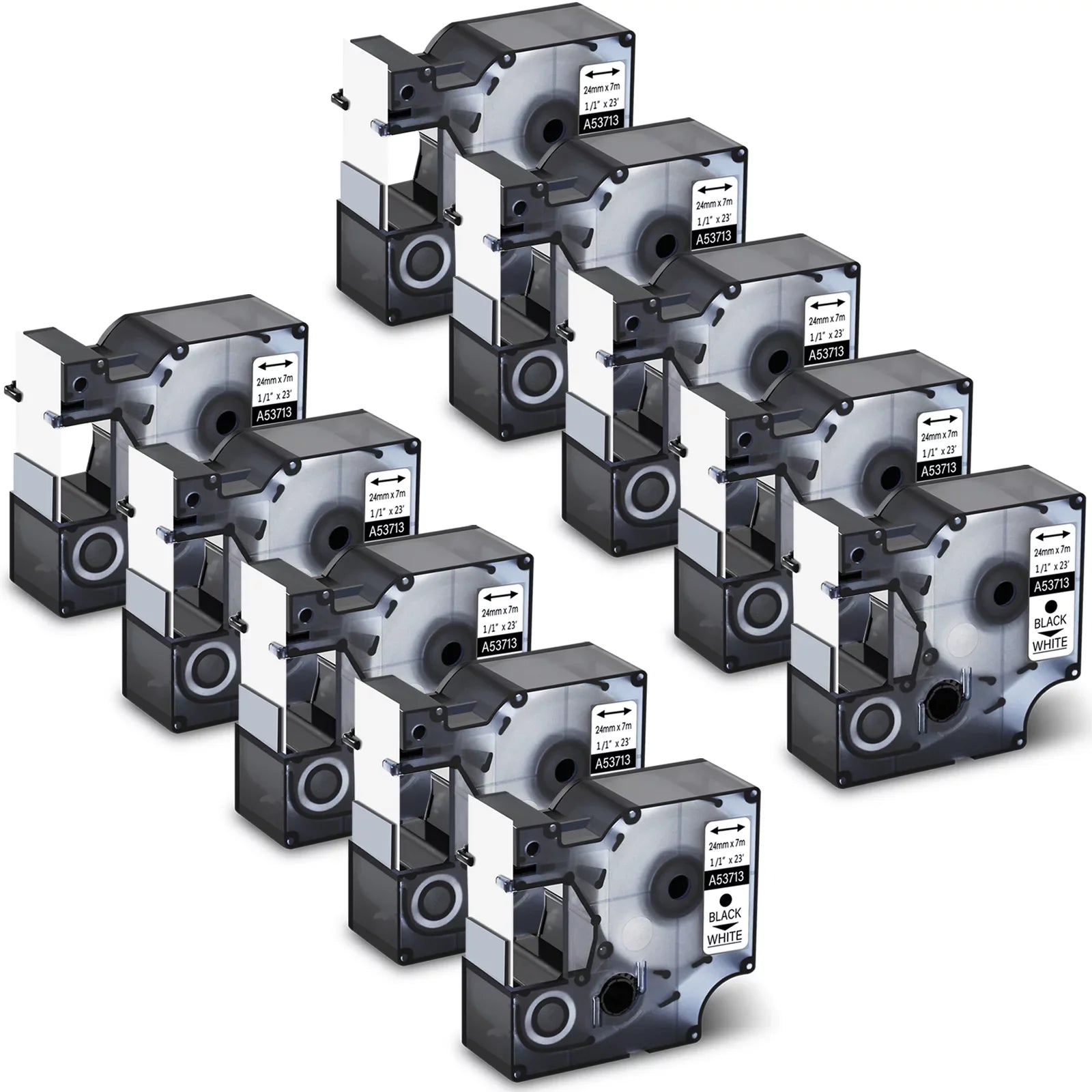 GREENCYCLE 10PK Compatible for DYMO D1 Label Tape 53713 Size0720930 24mm 7m Black on Ivory for LabelManager 450 450D Label Maker