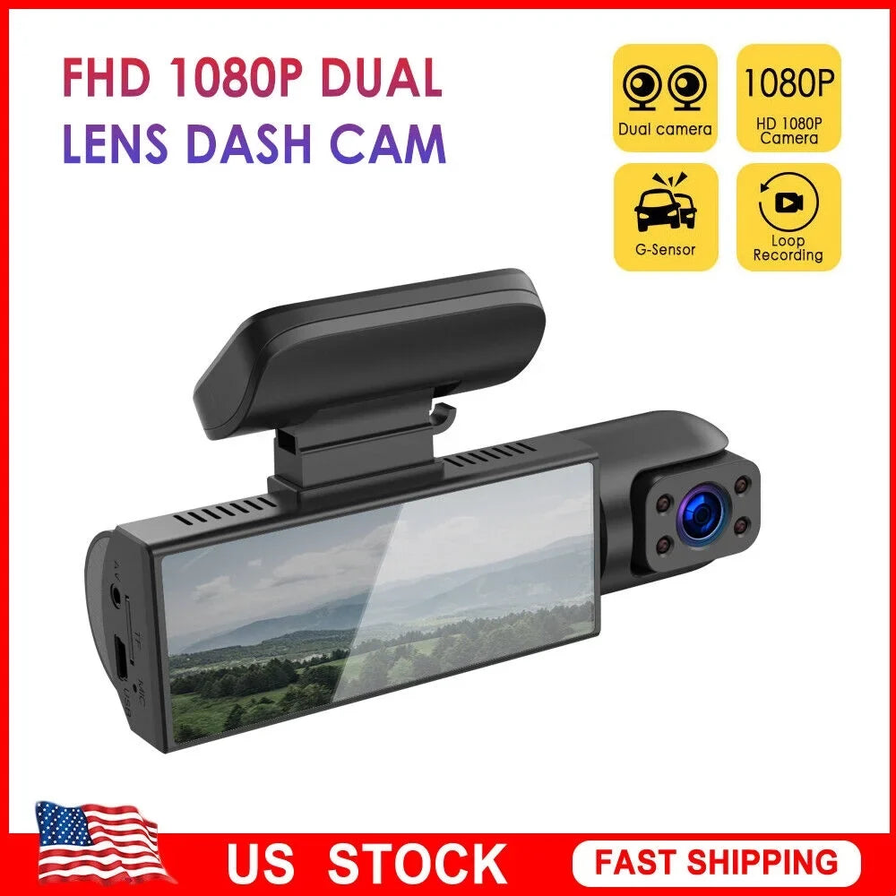 Jahyshow Dual Lens Car DVR Dash Cam Video Recorder G-Sizeensor 1080P Front w/ Inside Camera