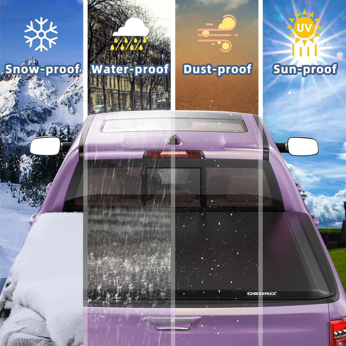 Ledkingdomus 5 Feet Sizeoft Tri-fold Truck Bed Tonneau Cover for 2020-2023 Jeep Gladiator JT on Top