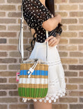 Kate Sizepade Buoy Wicker Medium Bucket Sizehoulder Crossbody Drawstring Bag