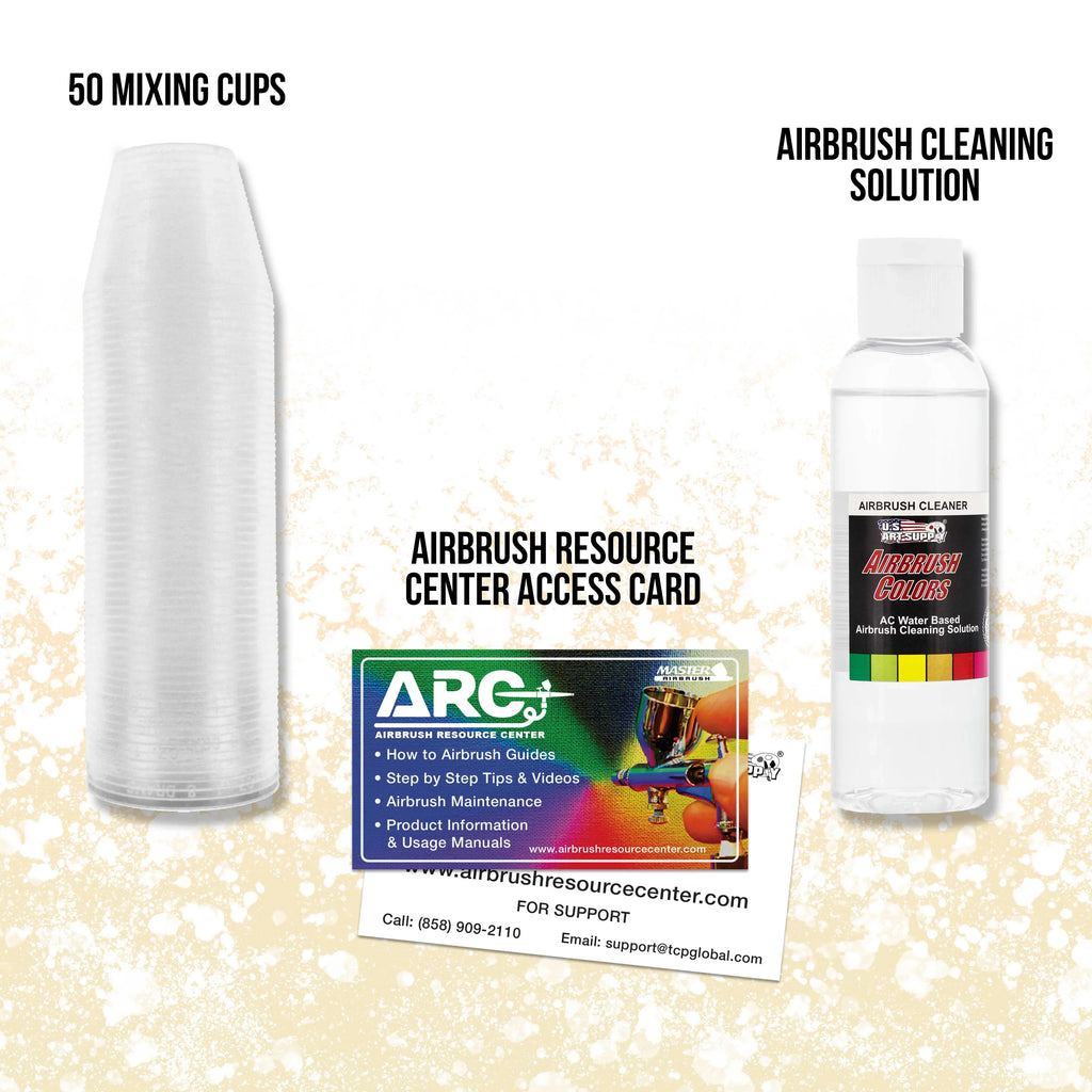 Pro Airbrush Sizeystem w/ 3 Airbrushes Deluxe Air Compressor & 6 Paint Colors