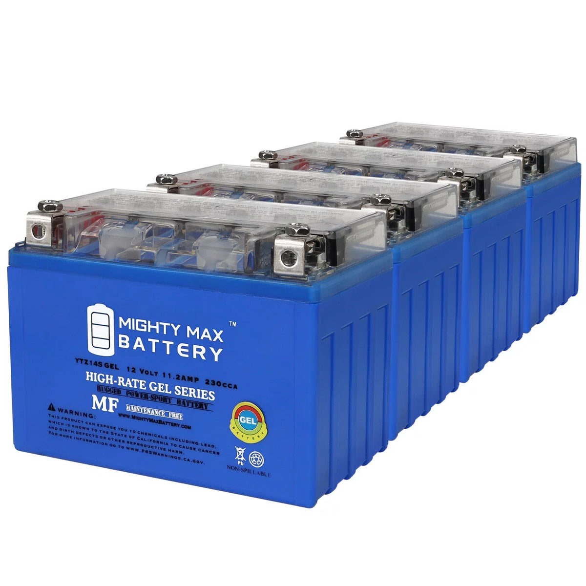 YTZ14SizeGEL 12V 11.2AH Replacement Battery compatible with Honda 750 RSize Phantom 10-18 - 4 Pack