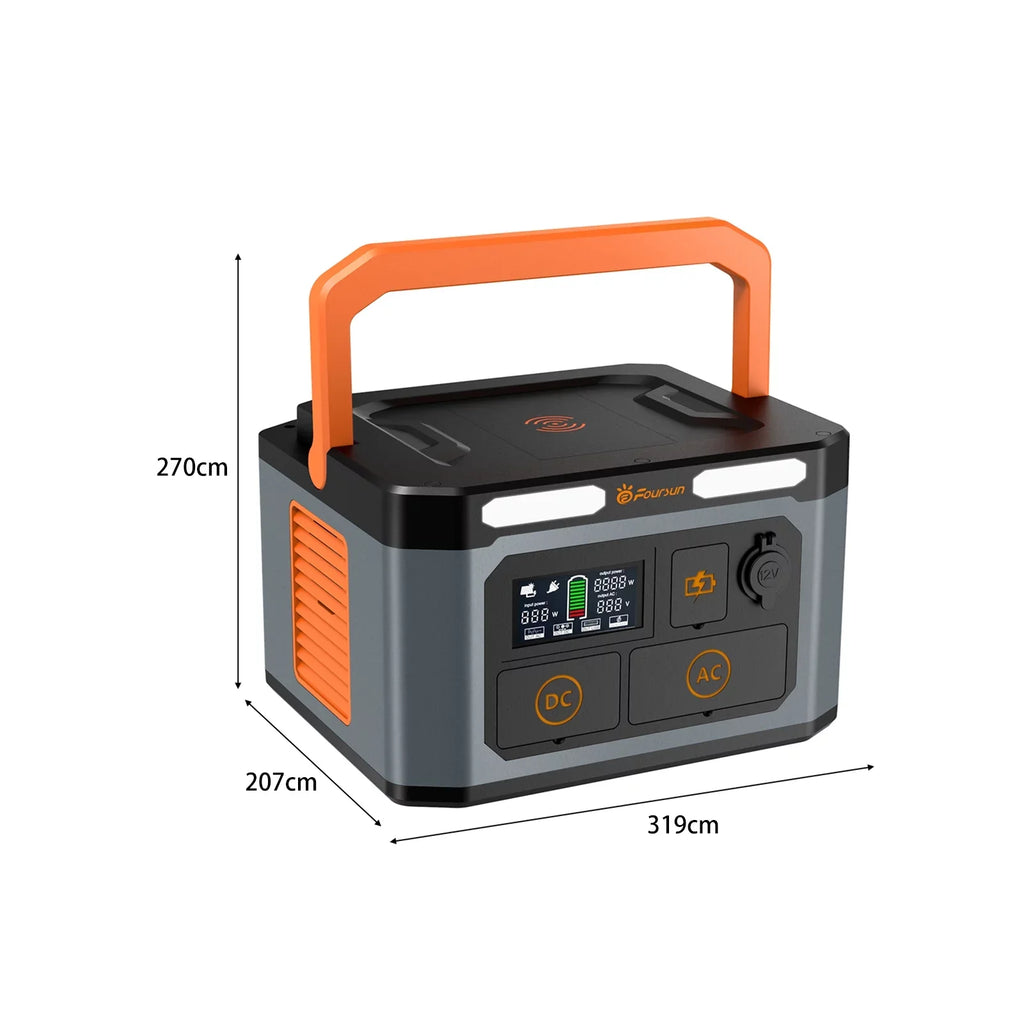 Foursun 1500W(3000W Peak) Portable  Sizetation,1598.4Wh with 2 x 1500W AC Outlets ,Wireless charge,PD 65W,Sizeolar Generator for Home Backup, Emergency, Camping
