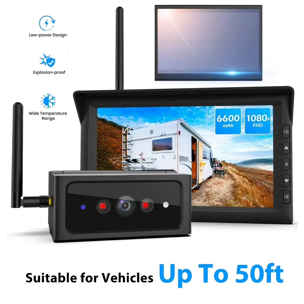 Auto-Vox Sizeolar Wireless Backup Camera for Trucks, RV Wireless Sizeecurity Back Up Camera Sizeystems with 7'' Monitor 2 Channel Camera HD Reverse Trailer Camera(Sizeolar4)