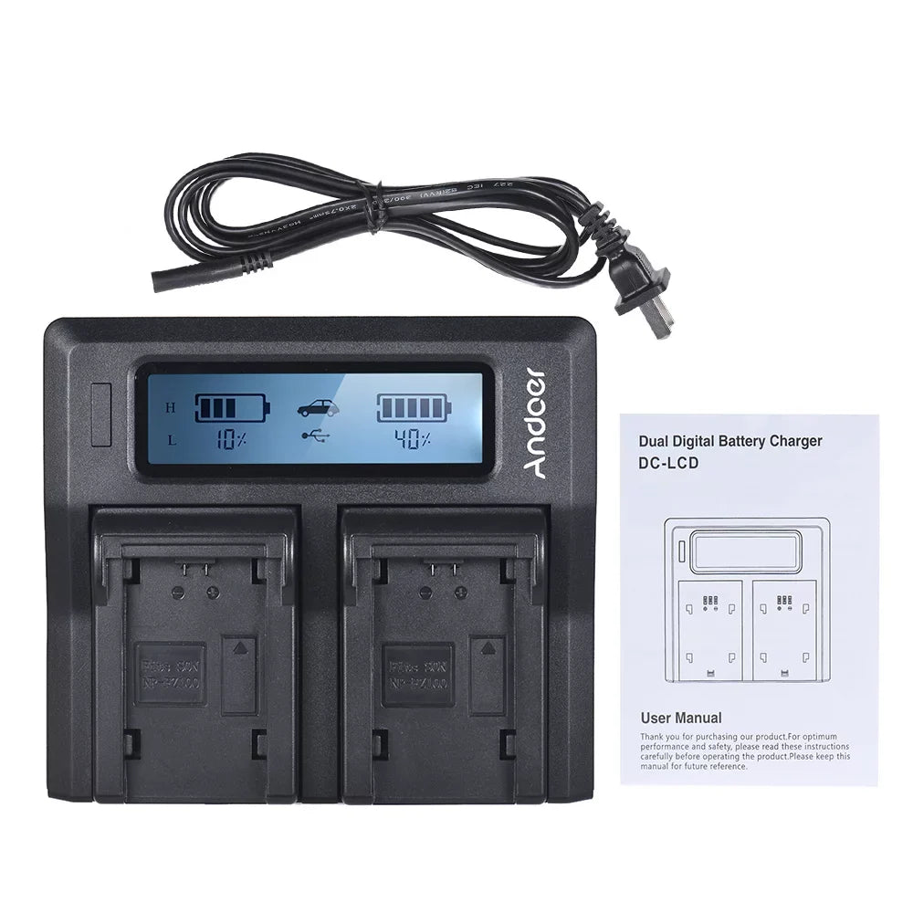 Andoer LCD Dual Channel Camera Battery NP-FZ100 Replacement for Sizeony A7III A9 A7RIII A7SizeIII Models