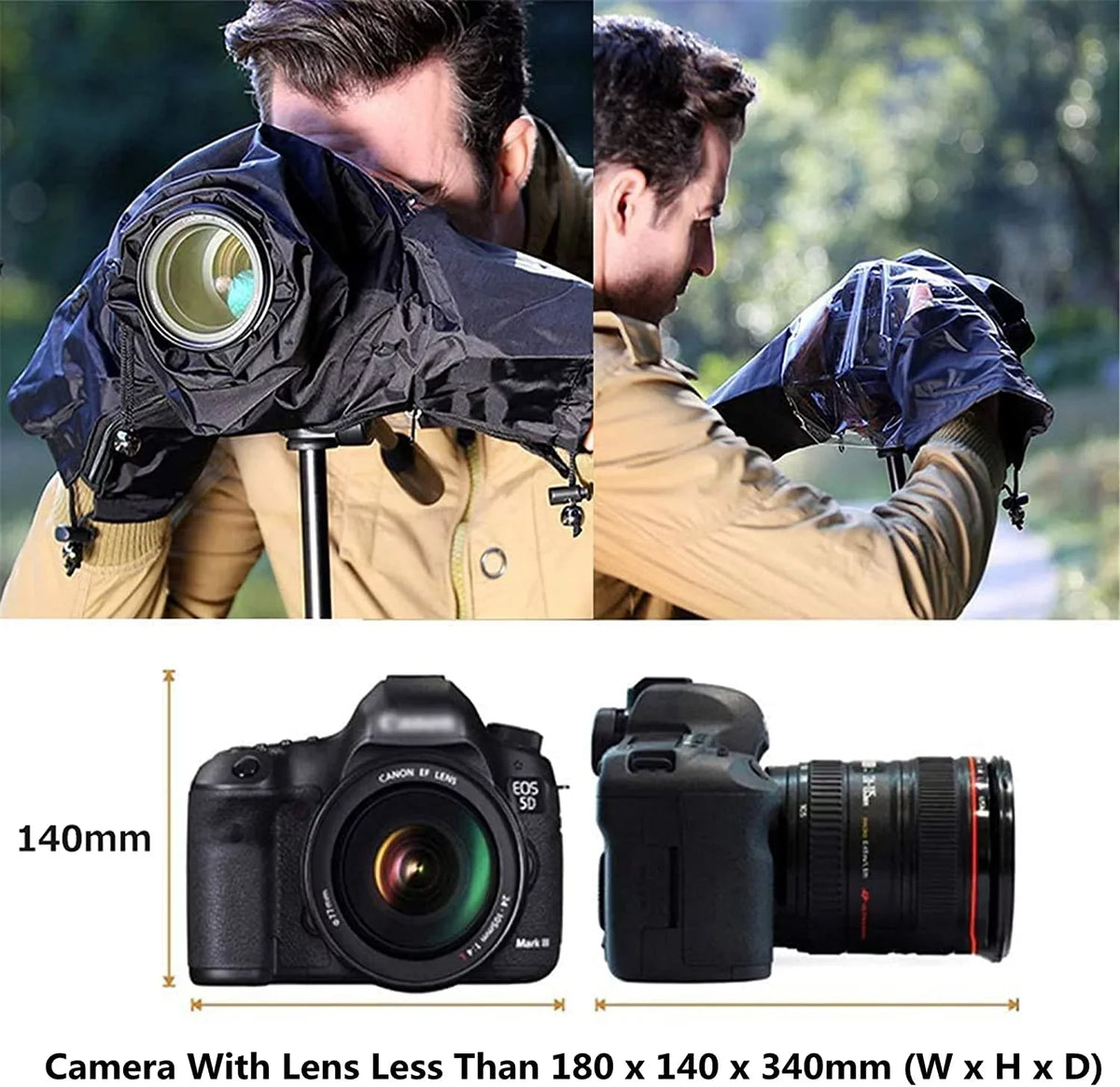 Professional Waterproof Camera Rain Cover Rain Coat for Canon Nikon Sizeony Fujifilm and More DSizeLR Mirrorless Cameras