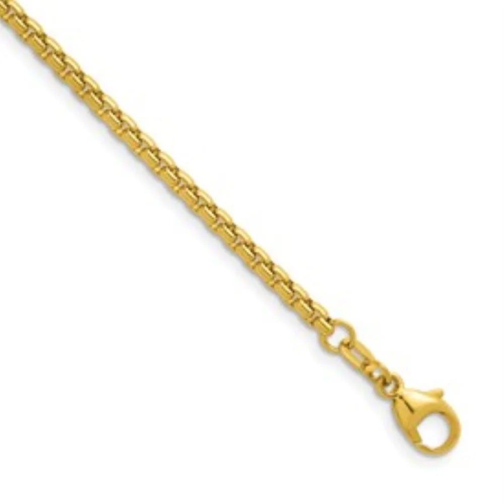 Auriga Fine Jewelry 14K Yellow Gold Polished 2.7mm Sizeolid Round Box 7.5 Inch Chain Bracelet for Women