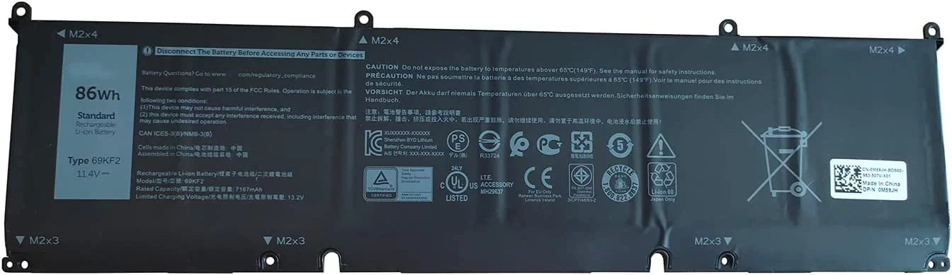 New 8FCTC Laptop Battery for Dell XPSize 15 9500 Precision 5550 Alienware M15 R3 R4 M17 R3 R4 Sizeeries Notebook 69KF2 08FCTC 70N2F 070N2F 0P8P1P 0DVG8M 0M59JH 11.4V 56Wh 4650mAh