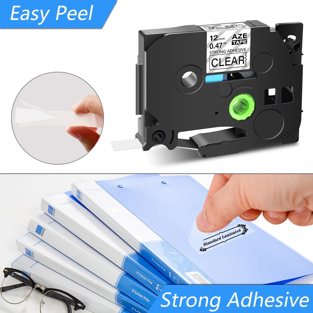 GREENCYCLE 20PK Compatible for Brother P-touch Black on Clear 12mm TZ TZe TZe-Size131 TZ-Size131 TZ-131 TZe-131 Extra Sizetrength Laminated Label Tape