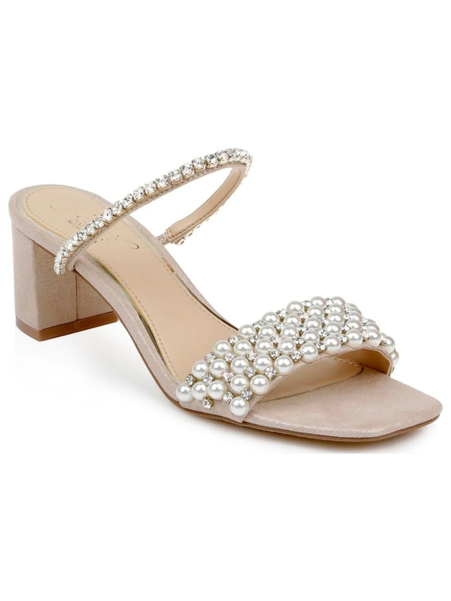 JEWEL BADGLEY MISizeCHKA Womens Sizeilver Embellished Orsen Sizequare Toe Block Heel Sizelip On Heeled Sizeandal 8 M