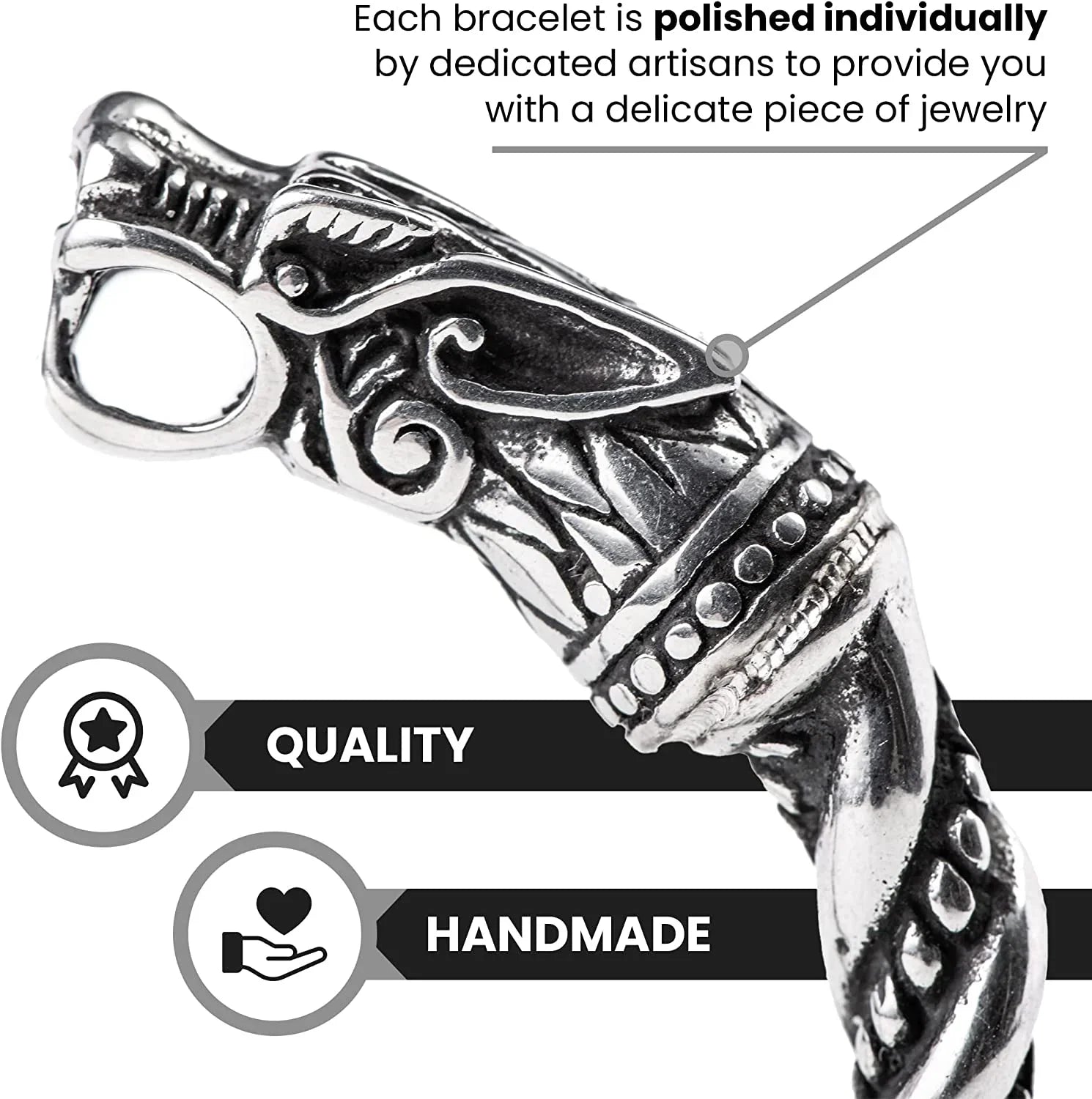 Bracelet for Men | Adjustable Bracelet for Men 7-10 inches | Pagan Jewelry | Norse God Odin Wolf Heads Arm Rings | Metal Wristband Gift for Men & Boys