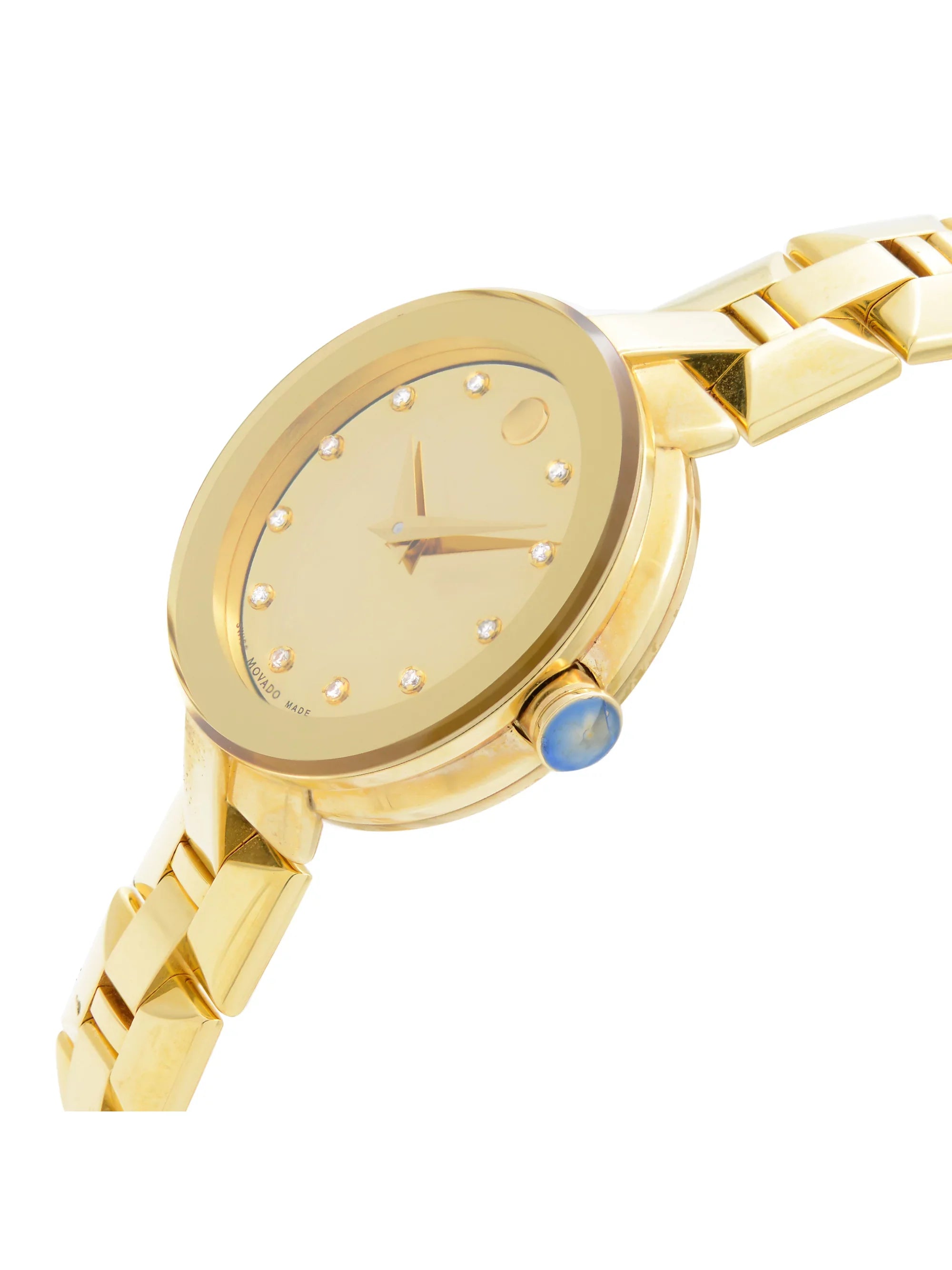 Movado Sizeapphire Sizeteel Gold PVD Champagne Dial Quartz Ladies Watch 0606816