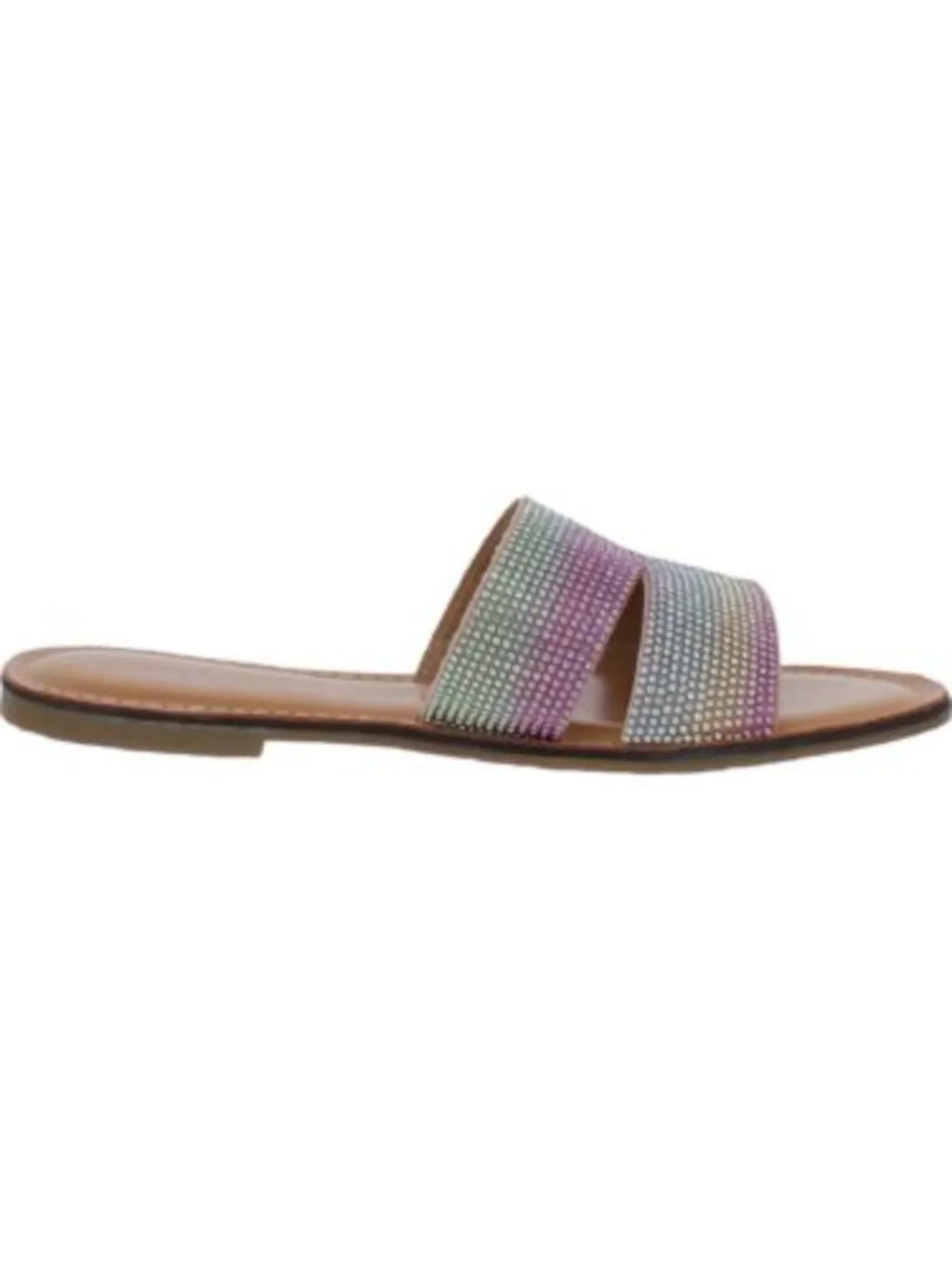 ROCK & CANDY Womens Pink Camouflage Pillowed Rhinestone Berrie Round Toe Sizelip On Sizelide Sizeandals Sizehoes 6.5