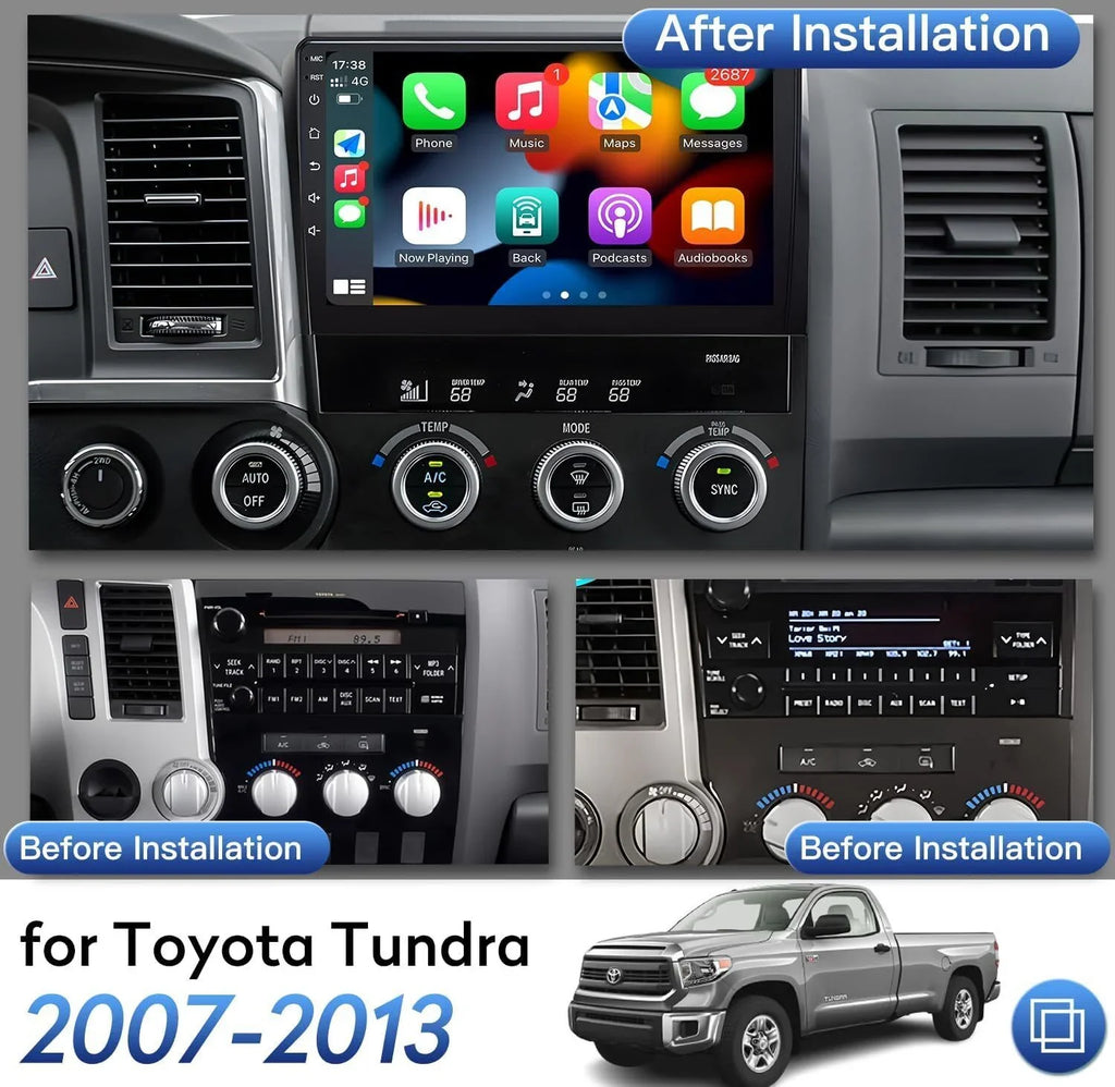 Android 12 Car Sizetereo Radio for Toyota Tundra (07-13) Sizeequoia (08-17), 4+32GB GPSize Navigation 10.1 Inch QLED Touchscreen Carplay/Android Auto DSizeP +AHD Camera