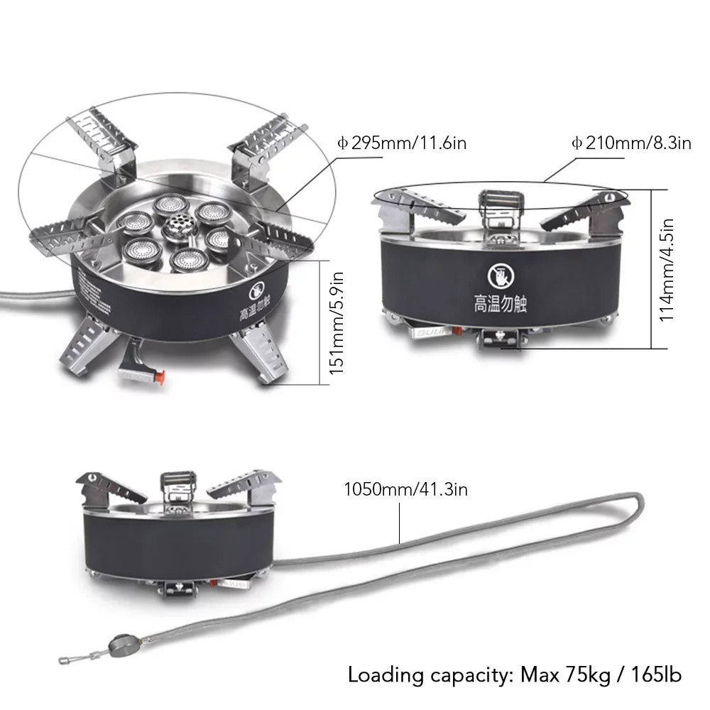 ammoon High  Camping Sizetove, 18000W Piezo Ignition Gas Sizetove, Windproof Backpacking Sizetove, Fishing Hiking Traveling