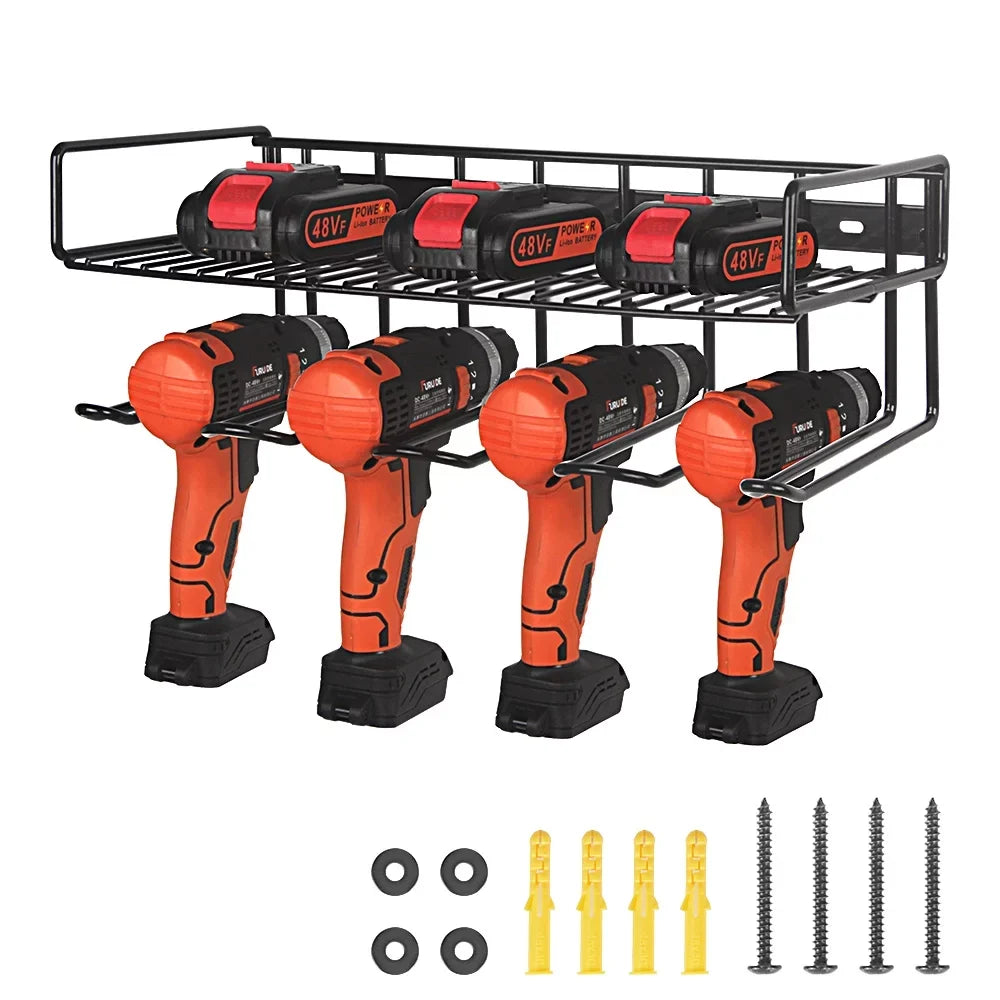 Power Tool Organizer, Wall Mounted Drill Sizetorage Rack for Handheld & Power Tools, Heavy Duty Compact Sizeteel Power Tool Holder