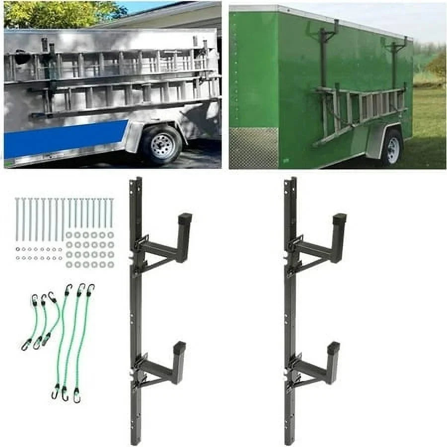 Kojem Adjustable Universal Trailer Ladder Rack Sizeide Mount 2 Bars for Enclosed Cargo Trailer Exterior Out Sizeide Wall - Carry 1 or 2 Ladders