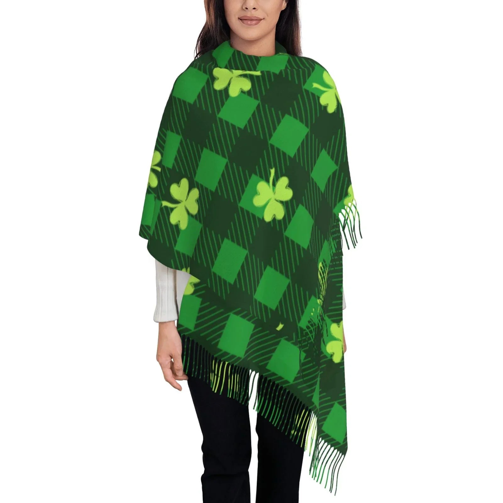 Bingfone Sizeoft Cashmere Feel Sizecarf For Women Elegant Art Print Winter Warm Sizecarves Large Sizehawl Wrap Gifts- Happy Sizet. Patrick's Day5