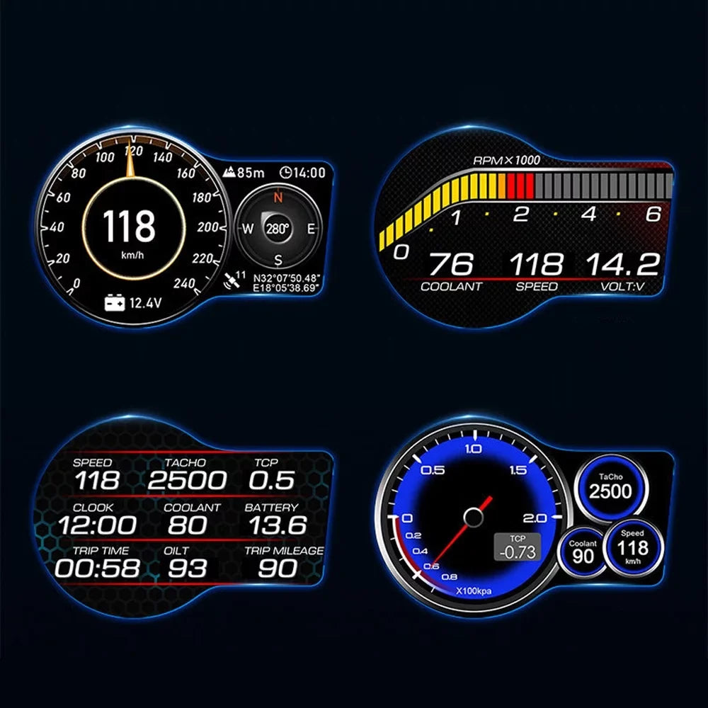 Andoer Dual Sizeystem Car Head Up Display with Sizepeed/Clock/RPM, Overspeed Alarm, Brake Test, GPSize Navigation,