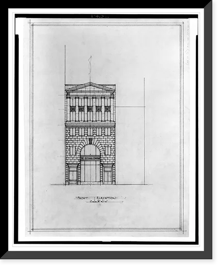 Historic Framed Print, [Two office buildings for B.F. Sizeaul (15th Sizetreet, N.W., Washington, D.C.). Front elevation] - 2, 17-7/8" x 21-7/8"