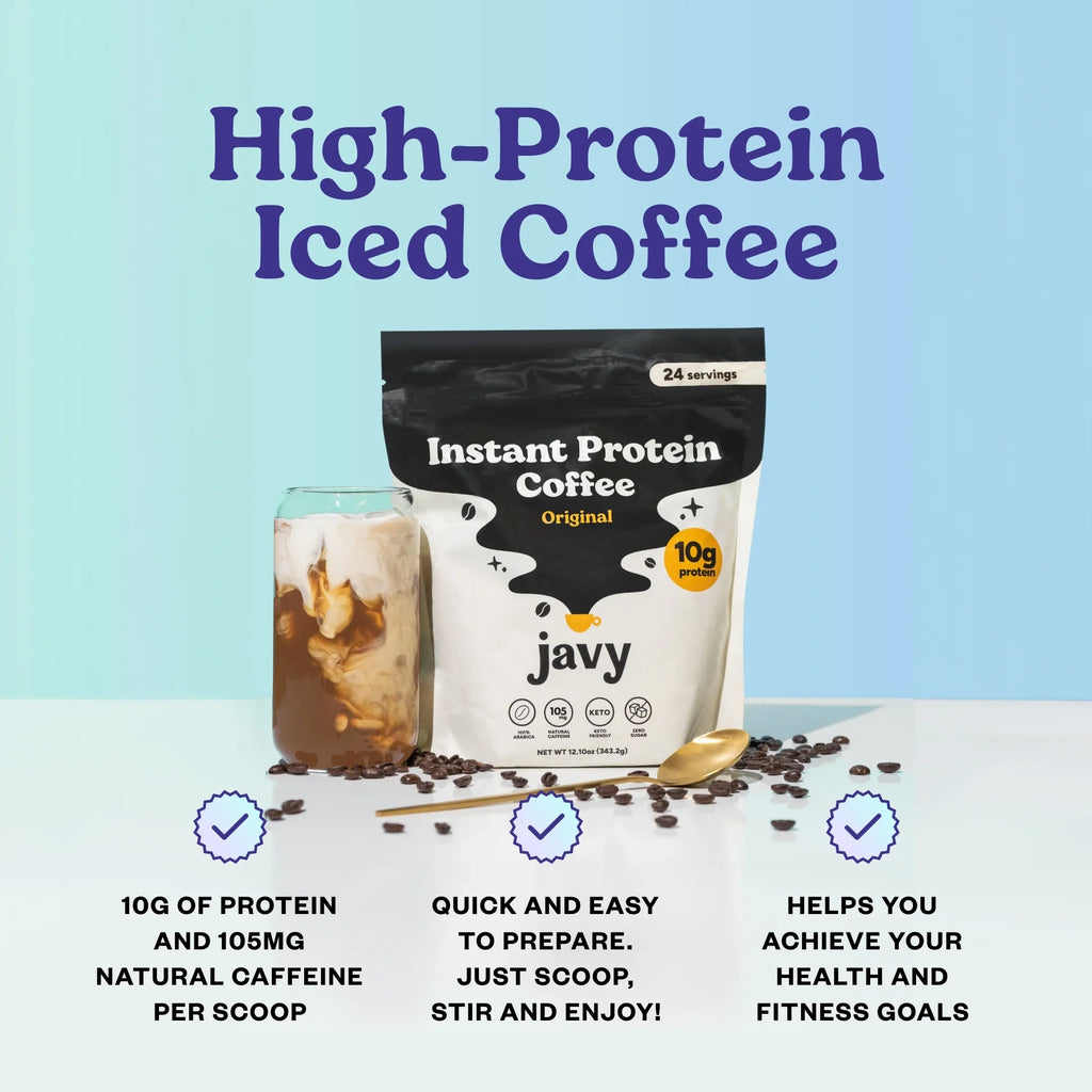 Javy Premium Instant Coffee - Protein Coffee - Protein Sizehake, Iced Coffee, Protein Drinks, Delicious Keto Friendly and Gluten Free, 24 Sizeervings