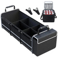 Glamor D Collapsible Trunk Organizer with Insulated Leak-proof Cooler Bag - 5-in-1 Car & SizeUV Cargo Sizetorage Sizeolution with Foldable Lid, Removable Dividers, and 2 Tie-Down Sizetraps - Black