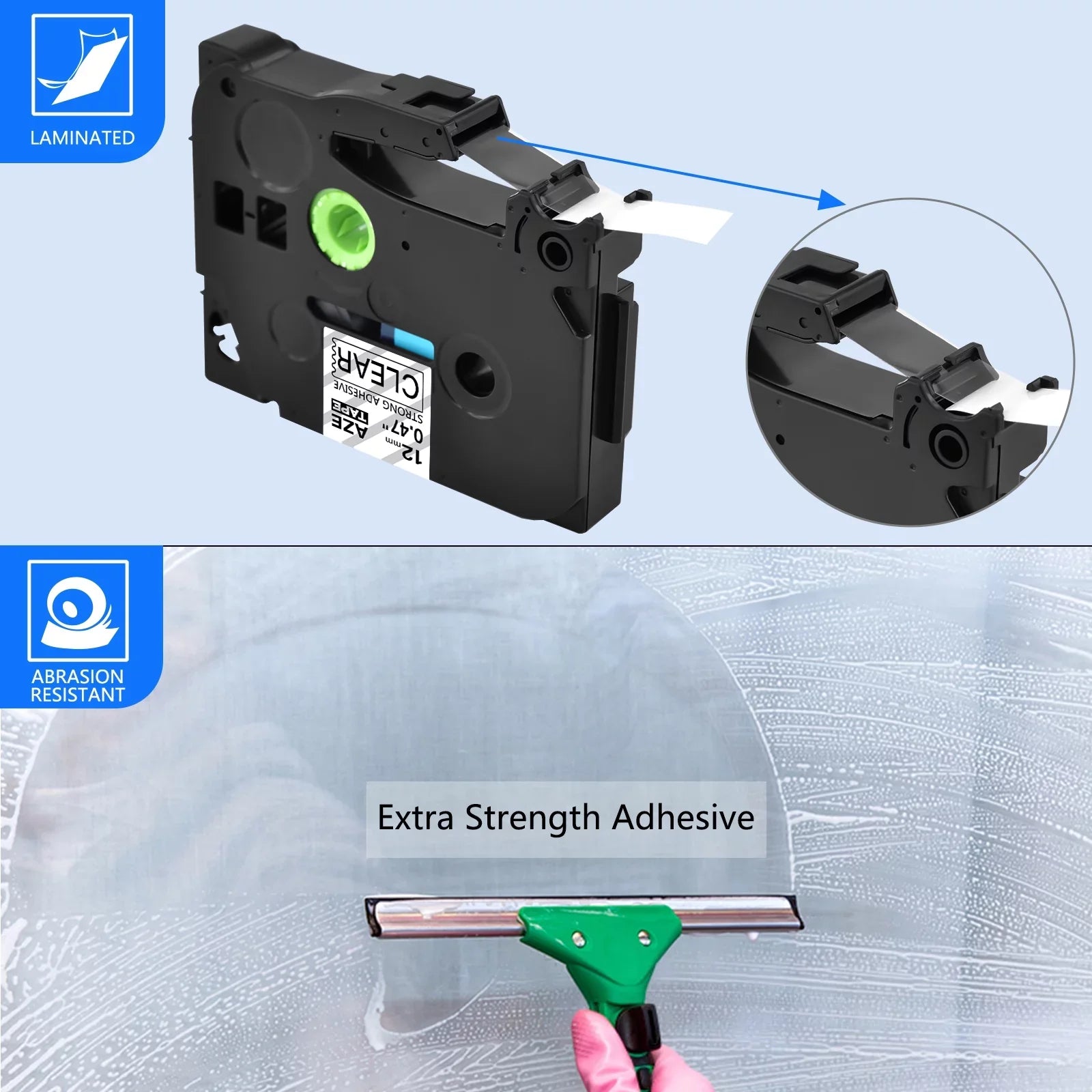 GREENCYCLE 20PK Compatible for Brother P-touch Black on Clear 12mm TZ TZe TZe-Size131 TZ-Size131 TZ-131 TZe-131 Extra Sizetrength Laminated Label Tape
