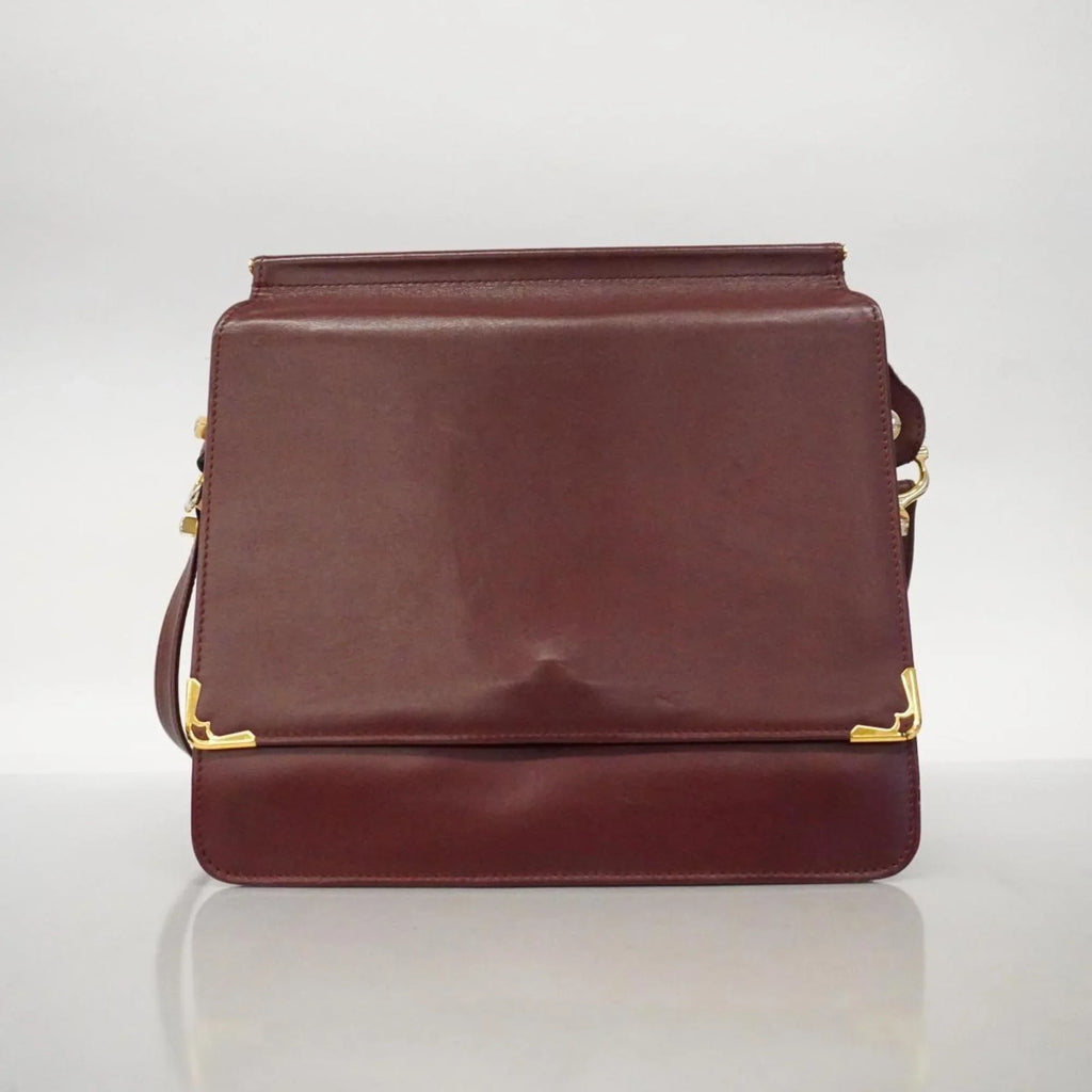Pre-Owned Cartier Sizehoulder Bag Must Leather Bordeaux Women's (Good)