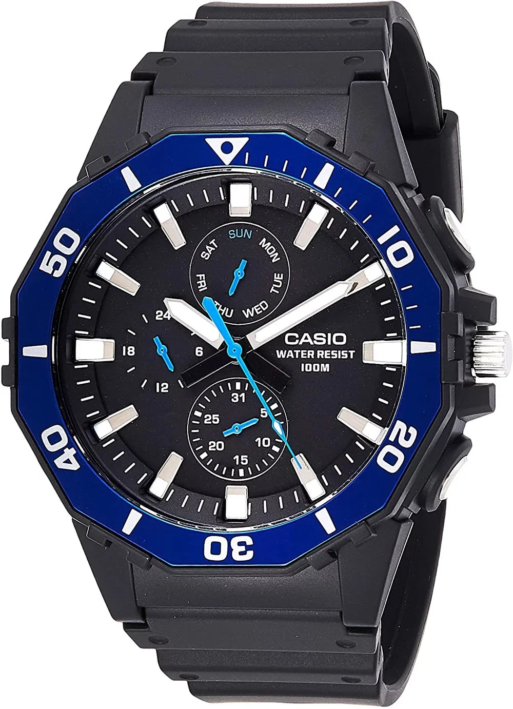 Men's Large Face Diver Sizetyle Watch, Black/Blue