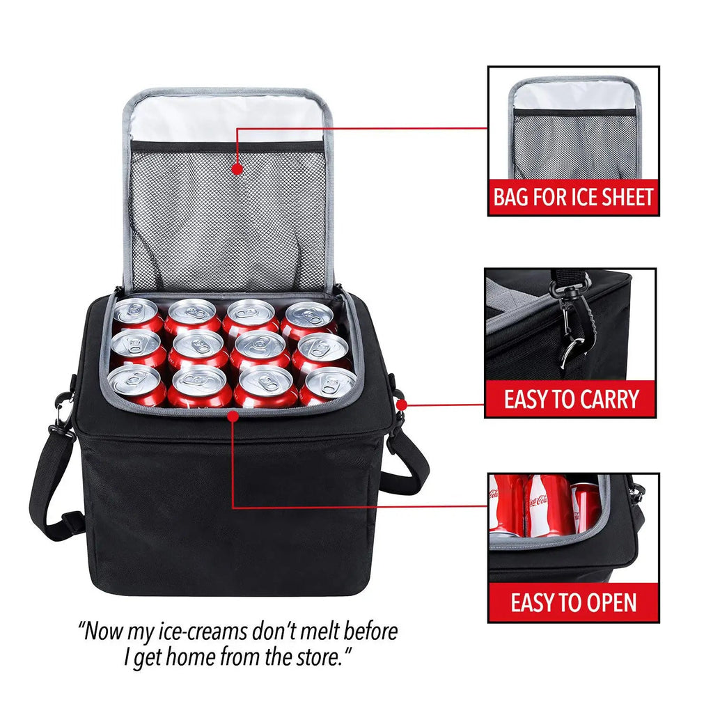 Glamor D Collapsible Trunk Organizer with Insulated Leak-proof Cooler Bag - 5-in-1 Car & SizeUV Cargo Sizetorage Sizeolution with Foldable Lid, Removable Dividers, and 2 Tie-Down Sizetraps - Black