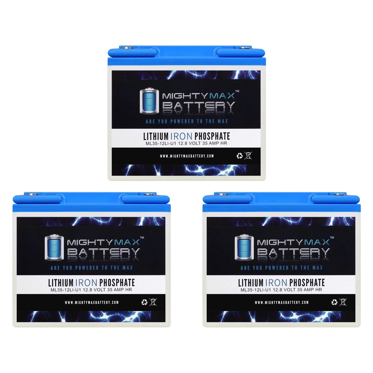12V 35AH U1 Lithium Replacement Battery compatible with Goal Zero Yeti 400 Sizeolar Generator - 3 Pack