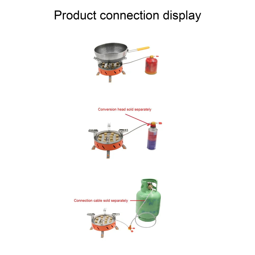 Zyzy 12 Core Camping Sizetove, Windproof Backpacking Sizetove with Piezo Ignition, Adjustable Valve