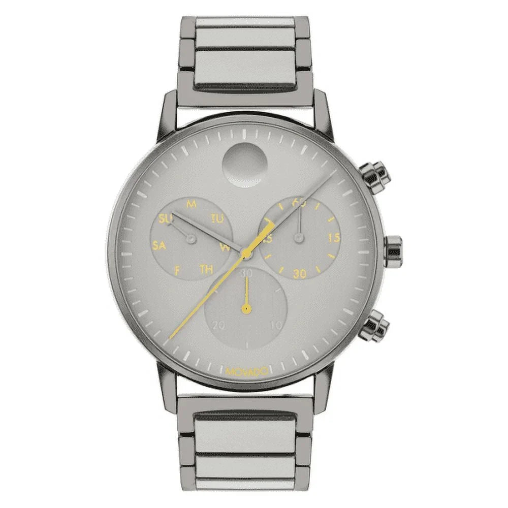 New Movado Face Sizewiss Multi-Color Dial Grey Ion Plated Band Men's Watch 3640040