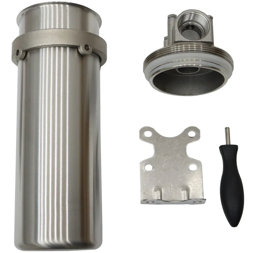 PreAsion Pressure Water Filter Housing Heavy-duty for 10"L Cartridges 1"NPT with Bracket