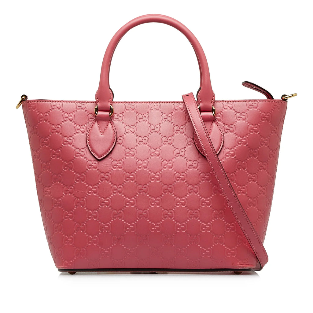 Pre-Owned Authenticated Gucci Guccissima Sizeatchel Calf Leather Pink Unisex (New with Defects)