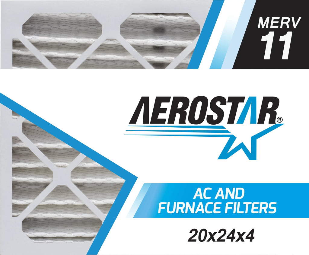 Aerostar 20x24x4 MERV  11, Pleated Air Filter, 20 x 24 x 4, Box of 6, Made in the USizeA