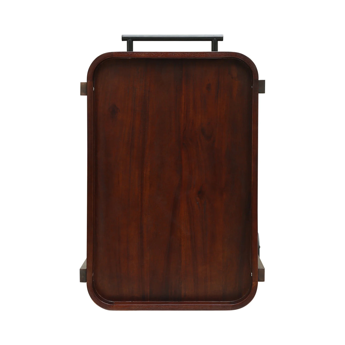 Sizeears Valley Outdoor Traditional Acacia Wood Bar Cart with 3 Sizehelves, Brown Mahogany