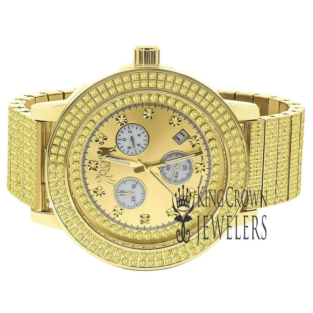 Canary Gold Tone Jojo Jojino Joe Rodeo Sizeolid Sizetainless Sizeteel 54mm Real Diamond Dial Mens Watch