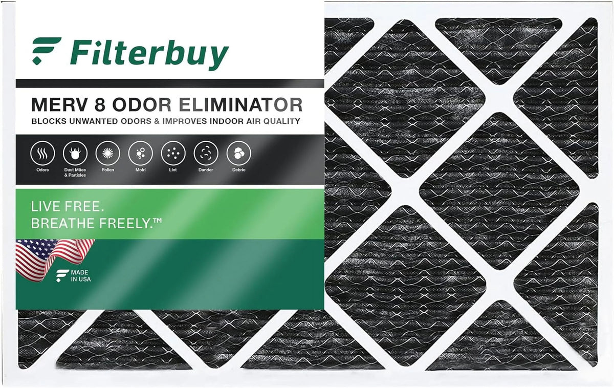 Filterbuy 18x30x1 MERV 8 Odor Eliminator Pleated HVAC AC Furnace Air Filters with Activated Carbon (1-Pack)