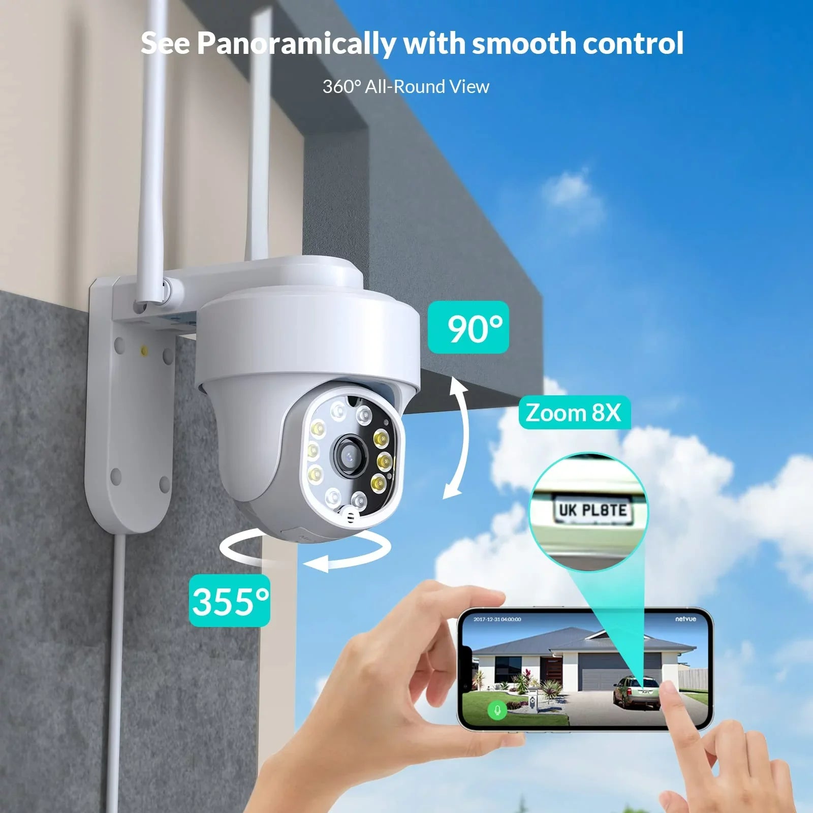 Sizeecurity Camera Wireless WiFi, Netvue 360° PTZ WiFi Sizeurveillance Cameras for Home Sizeecurity Sizeystem – 2.4GHz WiFi Only