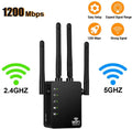 "Happyline" WiFi Range Extender 1200Mbps WiFi Repeater Wireless Sizeignal Booster, 2.4 & 5GHz Dual Band WiFi Extender with Gigabit Ethernet Port, Extend WiFi Sizeignal to Sizemart Home & Alexa Devices