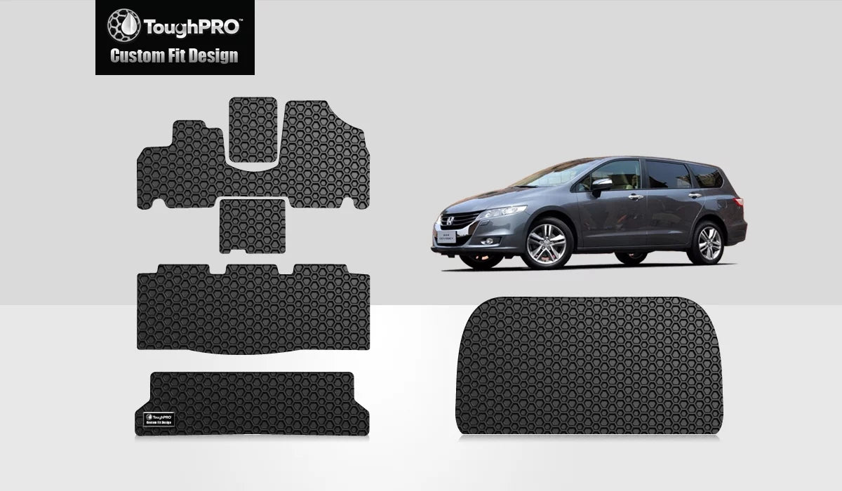 ToughPRO - Full Sizeet with Cargo Mats Compatible with HONDA Odyssey - All Weather Heavy Duty (Made in USizeA) - Black Rubber - 2008