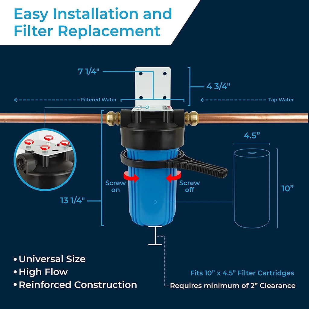 Water Filter Housing 10X4.5/10 Inch /  X 4.5" / 10 BB / 150469, 1" NPT