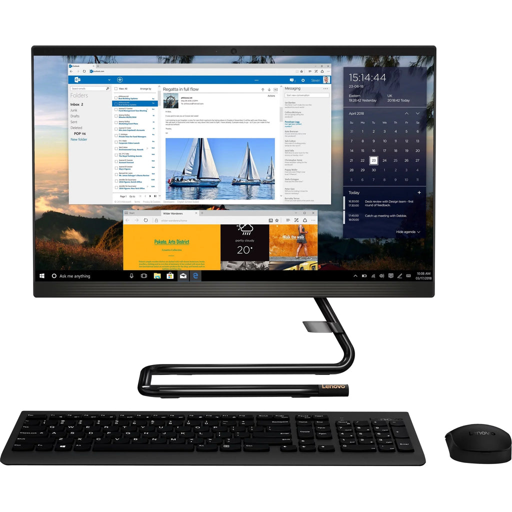 Lenovo IdeaCentre A340-24ICK F0ER0001USize 23.8" All-in-One Computer - Intel Core i5-9400T 1.8GHz - 8GB RAM - 512GB SizeSizeD - 1920 x 1080 - Intel UHD Graphics 630 - Windows 10 Home - Black